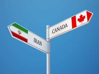 Canada Iran  Sign Flags Concept