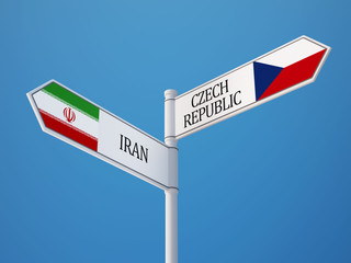 Czech Republic Iran  Sign Flags Concept