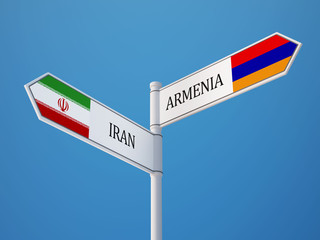 Armenia Iran  Sign Flags Concept