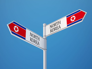 North Korea  Sign Flags Concept