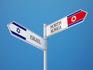 Israel North Korea  Sign Flags Concept