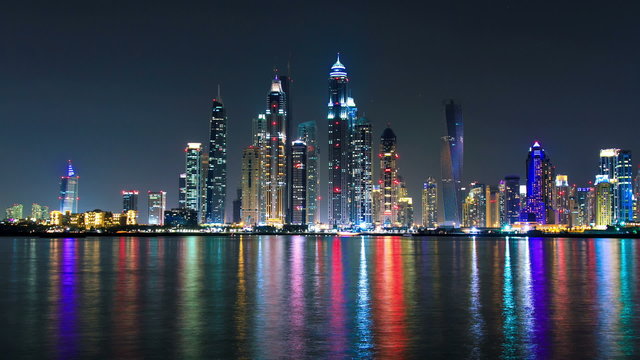 Night coast timelapse Dubai