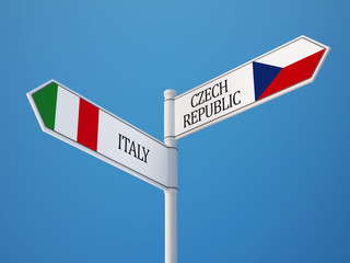 Czech Republic Italy  Sign Flags Concept