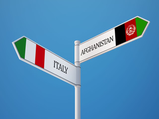 Afghanistan. Italy  Sign Flags Concept