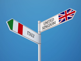 United Kingdom Italy  Sign Flags Concept