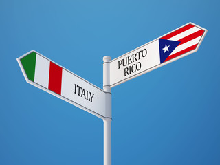 Puerto Rico Italy  Sign Flags Concept