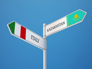 Kazakhstan Italy  Sign Flags Concept
