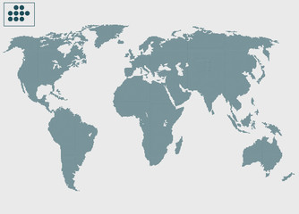 Çok küçük noktalarla  Dünya haritası