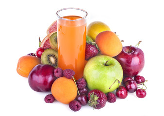fresh healthy multivitamin juice of several fruits