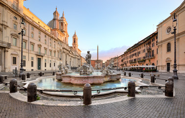 Naklejka na ściany i meble Piazza Navona, Fontana del Moro, Rome