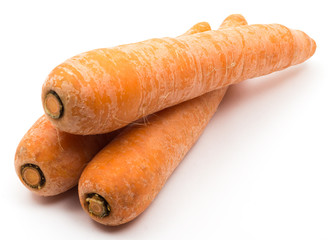 Three carrot on a white background