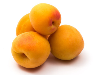 Four apricot on white background