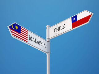 Chile Malaysia  Sign Flags Concept