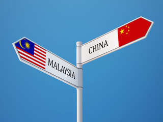 China Malaysia  Sign Flags Concept
