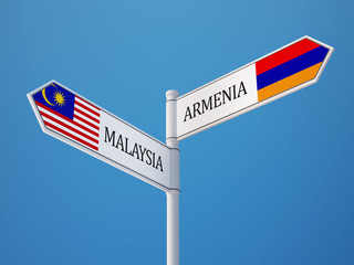 Armenia Malaysia  Sign Flags Concept