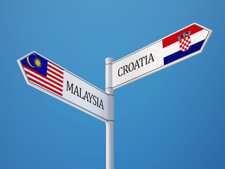 Croatia. Malaysia  Sign Flags Concept