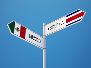 Costa Rica. Mexico.  Sign Flags Concept