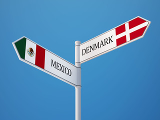 Denmark Mexico.  Sign Flags Concept