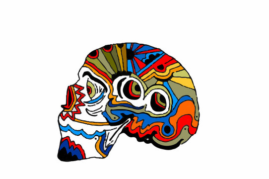 cranio fantasy su sfondo bianco