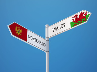 Wales Montenegro.   Sign Flags Concept
