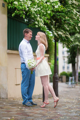 Happy just married couple on Montmarte