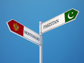 Pakistan Montenegro.   Sign Flags Concept
