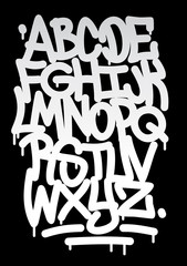 Handgeschreven graffiti lettertype alfabet. Vector