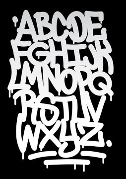 Fototapeta Hand written graffiti font alphabet. Vector