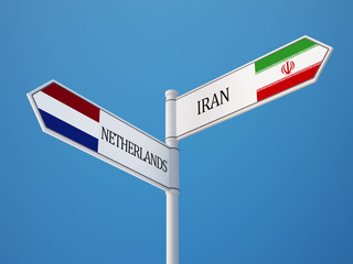 Netherlands Iran  Sign Flags Concept