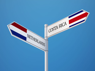 Costa Rica. Netherlands  Sign Flags Concept