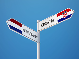 Croatia. Netherlands  Sign Flags Concept