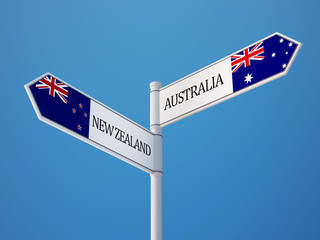 Australia New Zealand  Sign Flags Concept