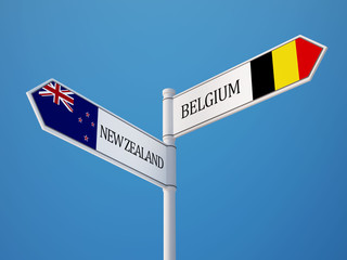 Belgium New Zealand  Sign Flags Concept