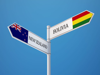 Bolivia New Zealand  Sign Flags Concept