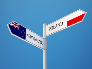 Poland New Zealand  Sign Flags Concept