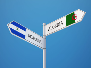 Algeria Nicaragua  Sign Flags Concept