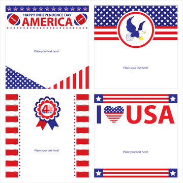 American Independence day template card sets