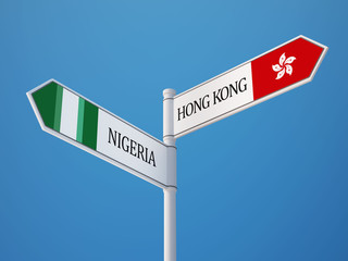 Fototapeta premium Nigeria Hong Kong Sign Flags Concept