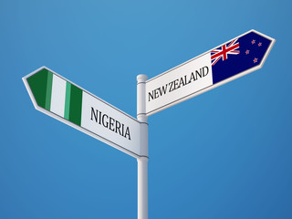 Nigeria New Zealand  Sign Flags Concept