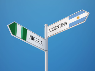 Argentina Nigeria  Sign Flags Concept