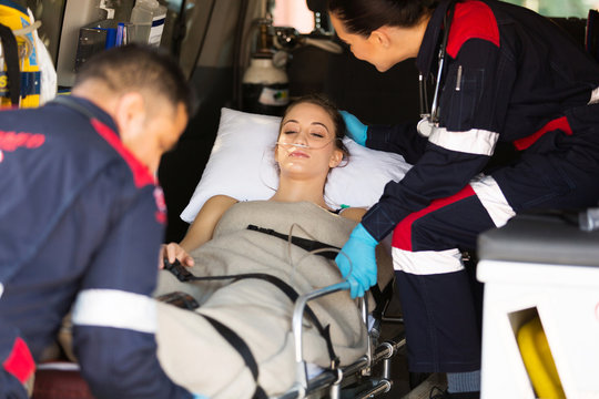 paramedic comforting patient