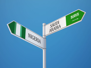 Fototapeta premium Saudi Arabia Nigeria Sign Flags Concept