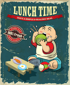 Vintage Lunch time poster design