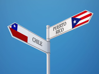 Puerto Rico Chile  Sign Flags Concept