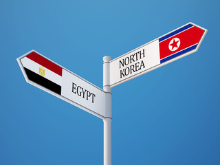 Egypt North Korea  Sign Flags Concept