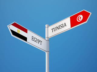 Tunisia Egypt  Sign Flags Concept