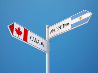 Argentina Canada  Sign Flags Concept