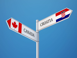 Croatia. Canada  Sign Flags Concept