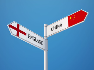 China England  Sign Flags Concept