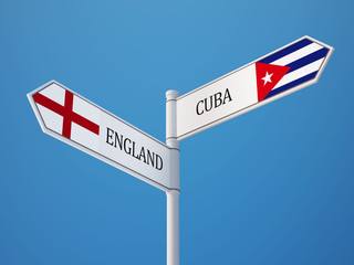 Cuba England  Sign Flags Concept